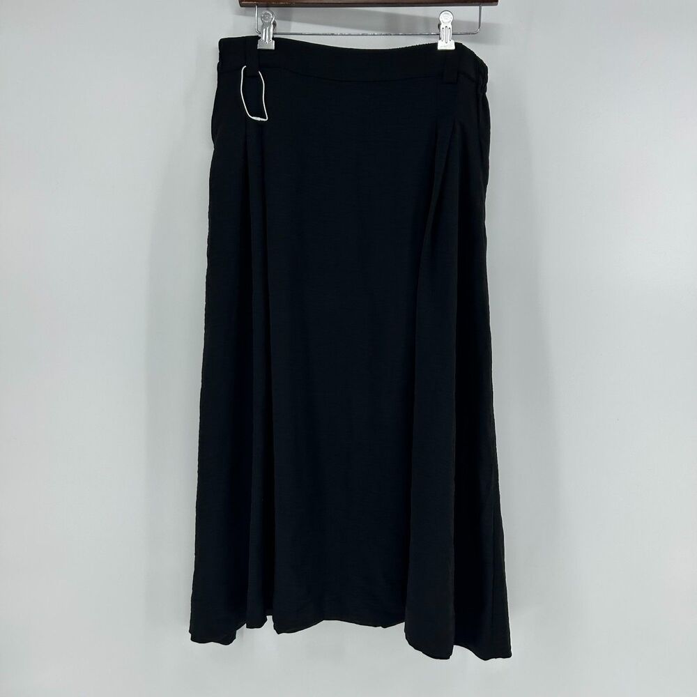NWT Halara Maxi Skirt Women's L Flowy Casual Black Crinkle Fabric Lightweight
